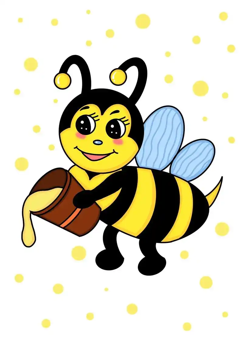 勤劳的小蜜蜂采蜜创意画.