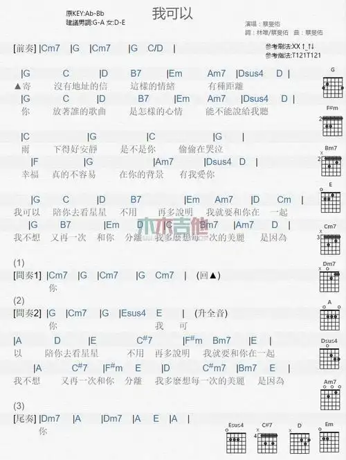 我可以_吉他谱_蔡旻佑1