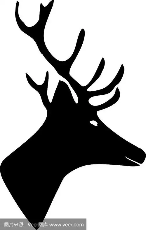 一只鹿的黑色剪影