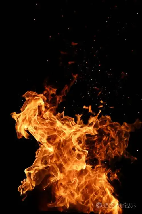 火焰中的橘黄色颜色从燃烧冷杉的舌头