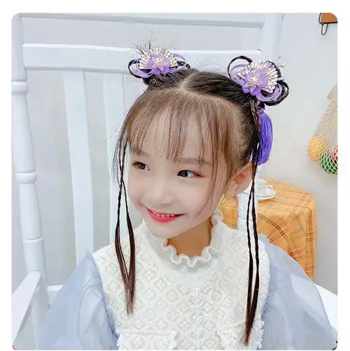 儿童假发辫子古风发夹流苏古装头饰汉服公主女童宝宝中国风发饰品7
