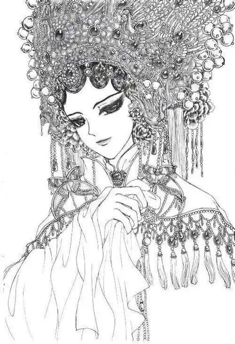 线稿,手绘,古风女子原创古风美女练习古风美女线稿图片唯美古风人物