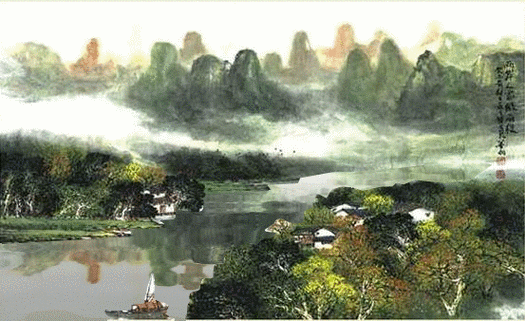 精美的动态水墨山水画