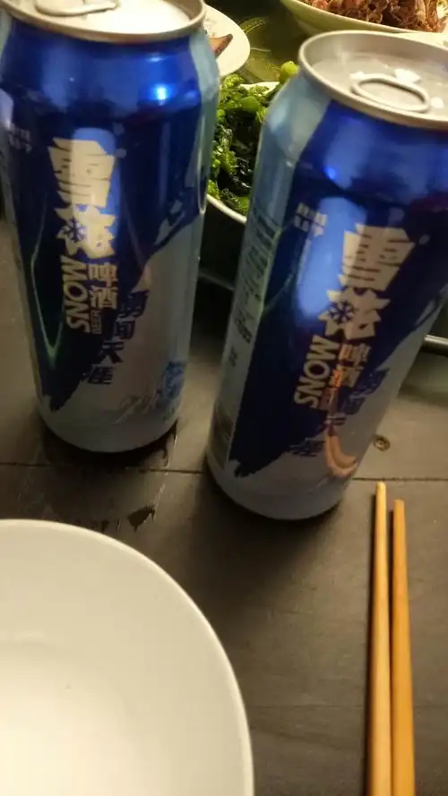 晚上两罐啤酒补起,我干了,家里人随意