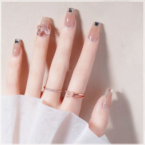 穿戴甲假指甲水金蝴蝶新款新娘美甲甲片贴成品热销现货可重复拆卸