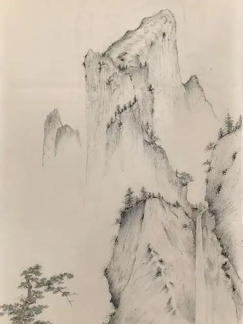 周扬波山水画写生作品展钢笔素描,临摹山水画铅笔画的素描山水画请问