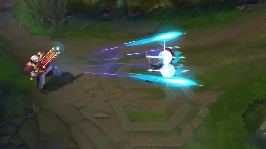 lol男枪战争学院技能展示回城平a特效满分大招超帅