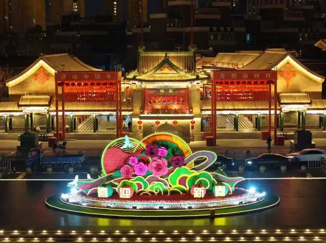 这是2月1日拍摄的天津古文化街一景(无人机照片).