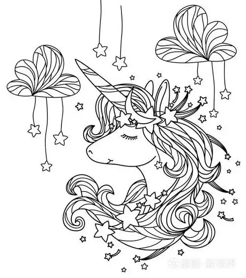 独角兽卡通黑色剪影