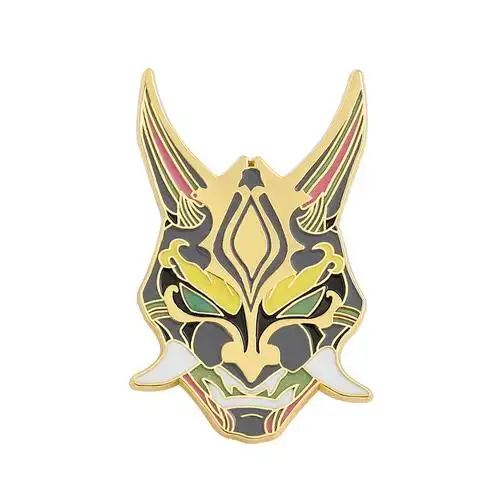 跨境 游戏原神周边魈夜叉傩面具夜光仿珐琅金属徽章同人二次元