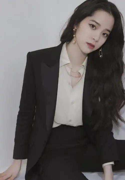 欧阳娜娜越来越成熟了西装配tiffany耳环尽显成熟优雅风范