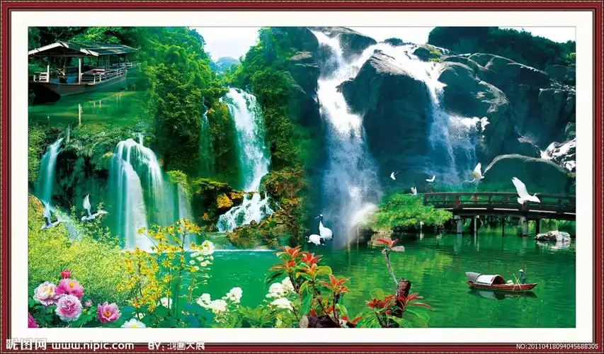 山水画财源广进图片