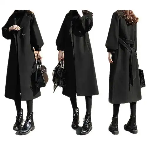 胖大码毛呢外套女200斤长款过膝秋冬新款显瘦潮款呢子大新品-阿里巴巴