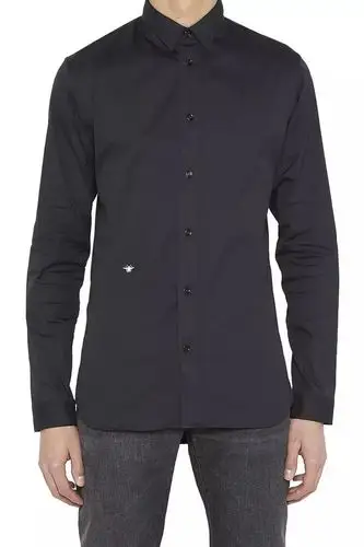 dior迪奥男装黑色棉质蜜蜂刺绣男士奢品衬衫