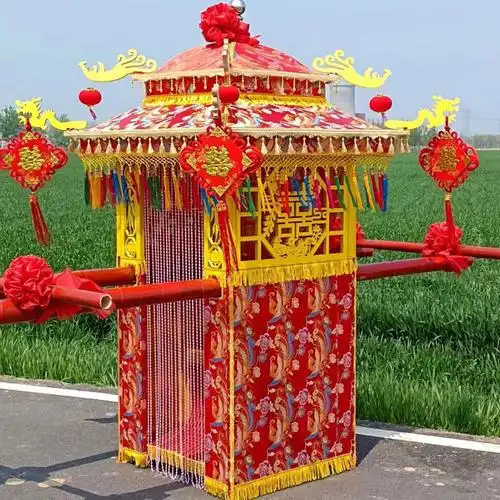 婚庆花轿结婚轿子喜轿中式八抬豪华大轿龙椅步撵迎亲道具木雕窗双顶