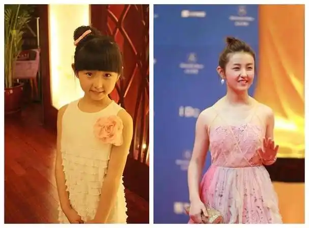 小时候的张子枫有着可爱的婴儿肥胖乎乎的非常可爱,但是青春期的她