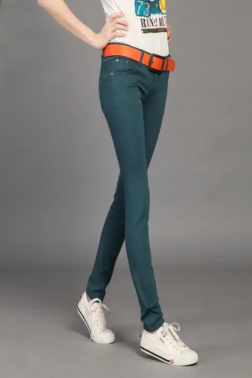 糖果色女裤 女式高弹力牛仔裤 韩版修身铅笔小脚裤 女裤 一件代发