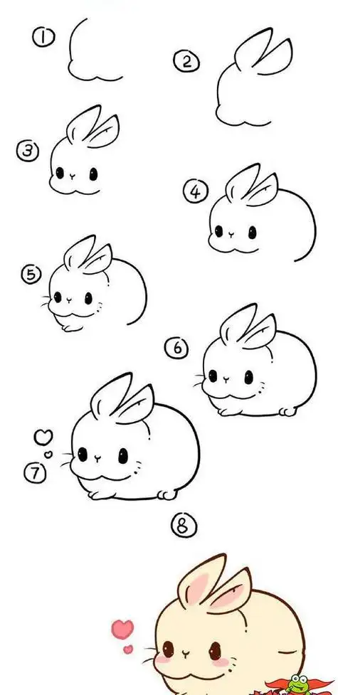 兔子怎么画一步一步教画一个漂亮的小白兔简笔画教程简笔画大全
