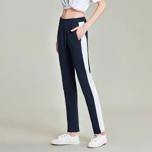havva2022早秋新款运动裤女修身撞色侧边条纹卫裤休闲裤