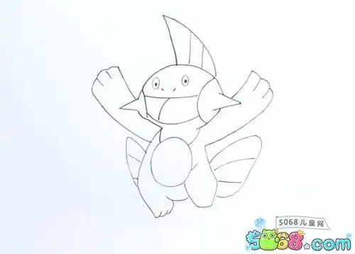 球球海狮精灵宝可梦简笔画教程7 - 5068儿童网画神奇宝贝梦幻 精灵