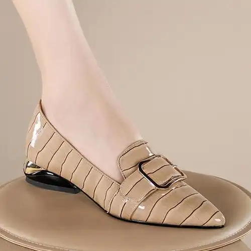 kby-dtna9-6秋季新品粗跟尖头深口单鞋真皮大码时尚舒适中跟女鞋