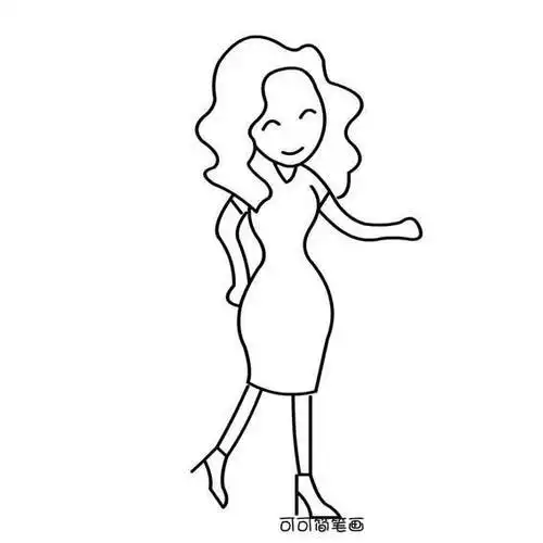 简笔画人物女孩时尚