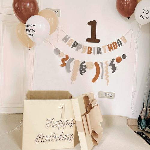 ins风彩色生日字母套装可爱卷儿童周岁派对场地背景墙布置拉花