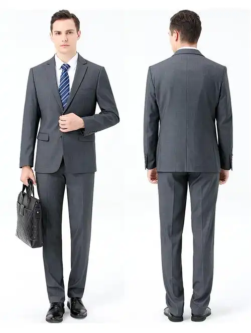 传奇保罗新款羊毛西服套装男士中年商务职业装韩版时尚纯色婚礼西装