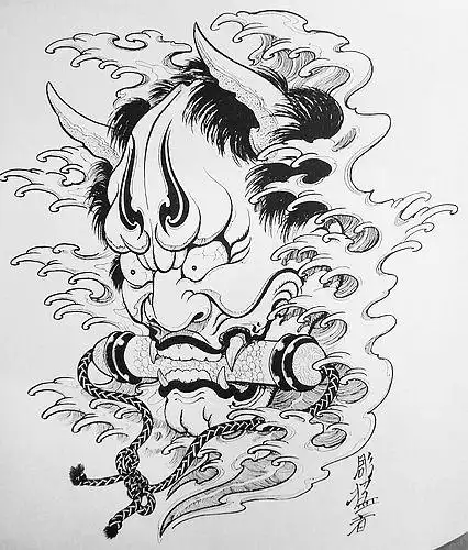 武汉专业文身店:线条日本般若纹身(tattoo)图案图片