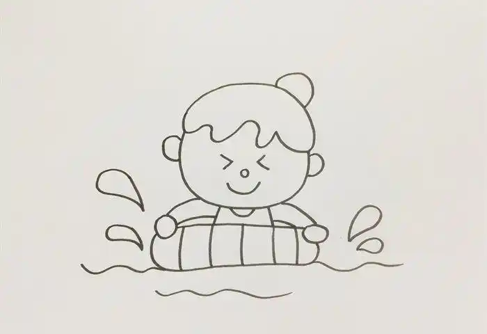 小孩游泳简笔画
