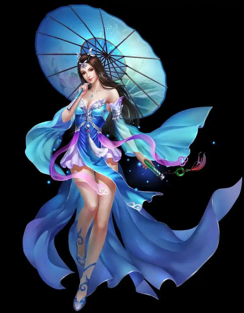 中国风古装3d古风美女雨伞完美身材丰满性感