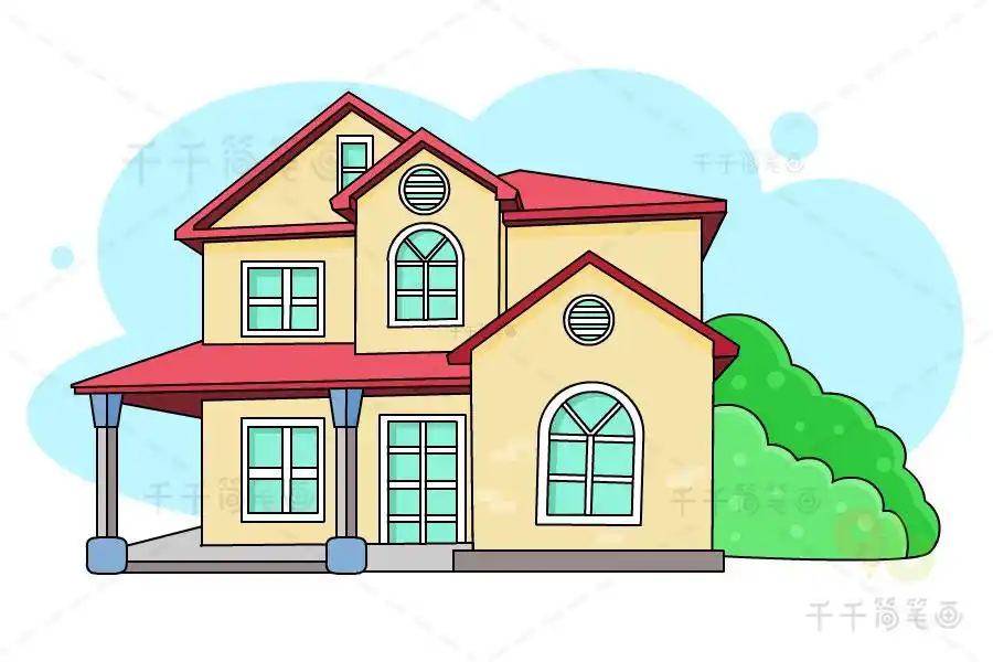 欧式别墅简笔画_房子简笔画