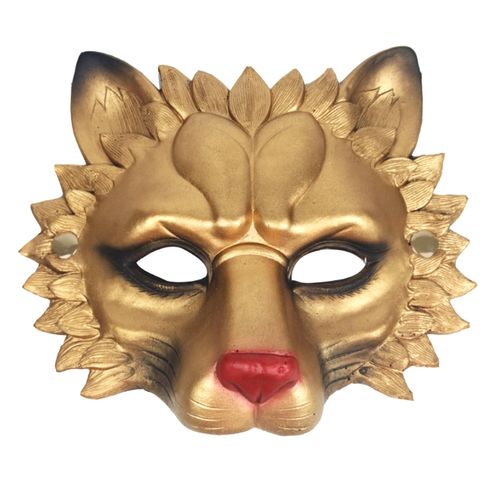 狮子面具半脸复古动物面罩成人金色蒙面唱将歌王网红直播主播抖音