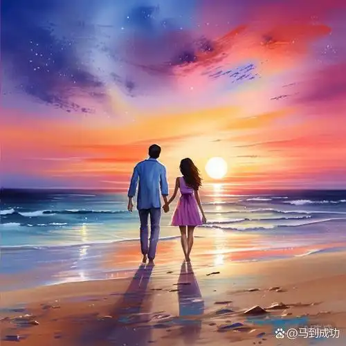 73温馨情侣头像——夕阳下携手,浪漫不过如此