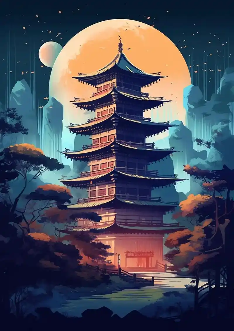 感受中国传统建筑的魅力. 古建筑扁平风插画设计 #古建筑之美 - 抖音