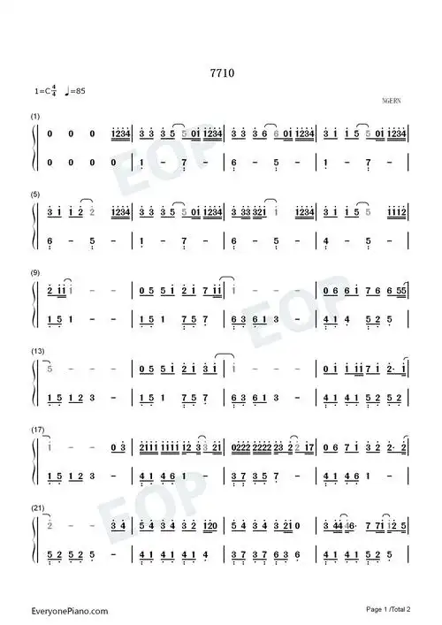 7710-c调简单版-等一杯温热的布丁解释我想见你的心-抖音双手简谱预览