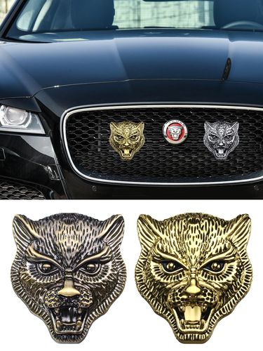 3d立体改装金属捷豹豹头图腾车标车贴越野车男汽车贴纸中网标侧标