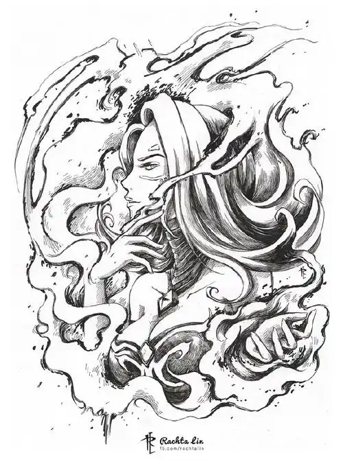 dota2大触手绘作品黑与白就可以展示一切