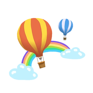 蓝色背景彩虹热气球宝宝宴迎宾主背景小清新卡通可爱插画61儿童节系列