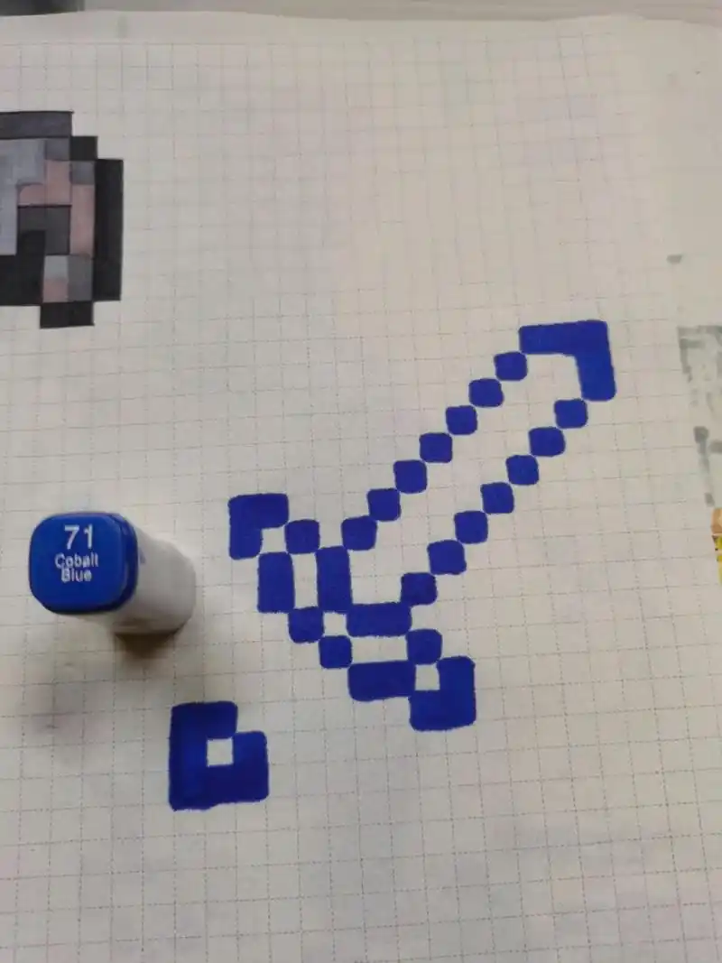 我的世界像素画,附魔钻石剑教程