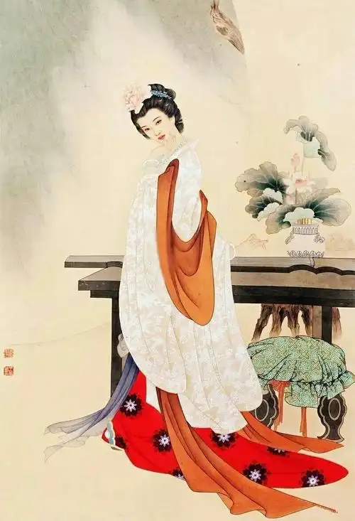 国画素材——古装手绘仕女图