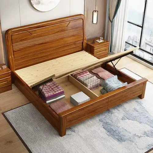 全实木小乌金木床现代简约中式15米主卧床18厂家直销储物双人床