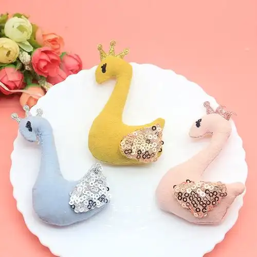 儿童皇冠天鹅发饰头饰diy手工制作材料 布艺胸针卡通动物饰品配件