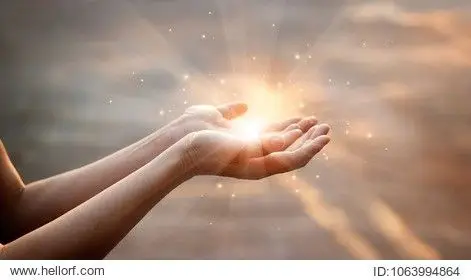 woman hands praying for blessing from god on sunset background