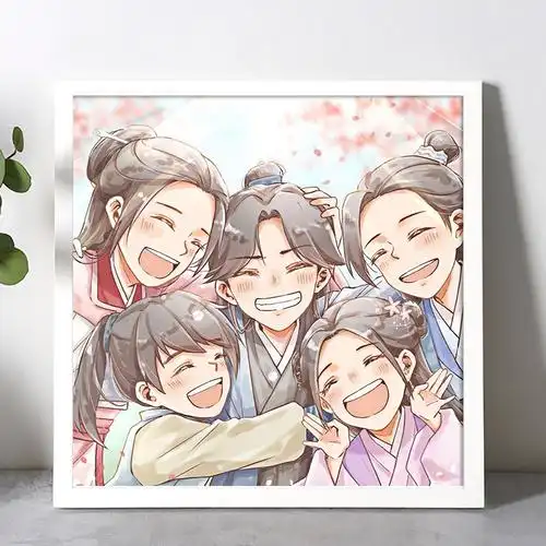 热销山河石_全家福十字绣可爱山河岭动漫天涯客卡通装饰挂画diy5d简单