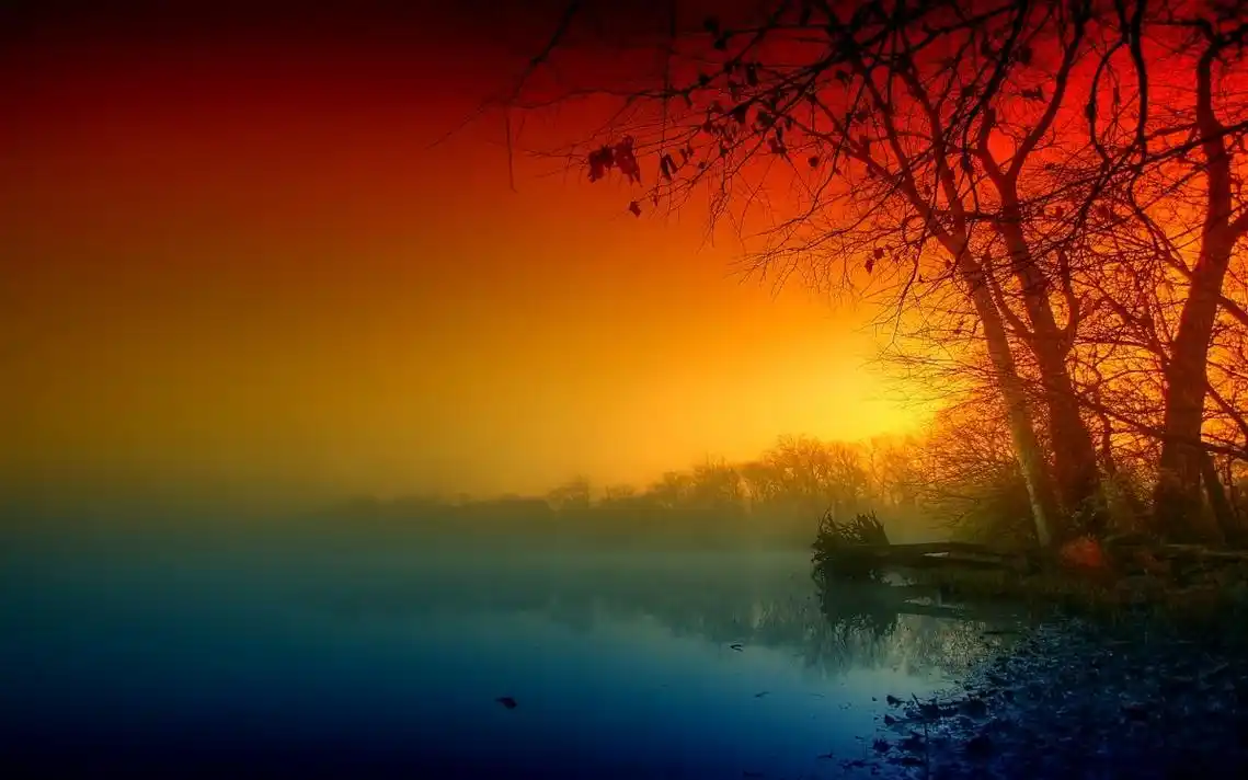 天空 树木 自然 河流 秋天 树叶 4k风景图片,4k高清风景图片,娟娟壁纸