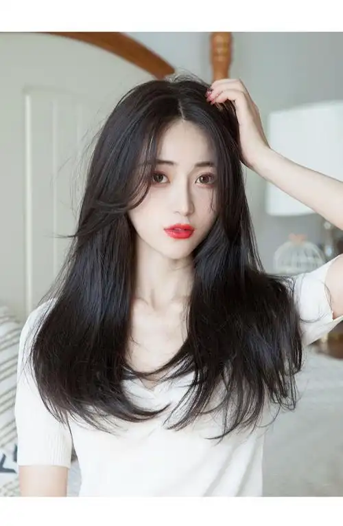 乐泡假发女中分锁骨发型无痕网纱前蕾丝中长发自然蓬松全头套式发套