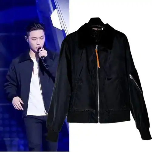 现货天籁之战羊sheep张艺兴同款黑色夹克男女时尚外套