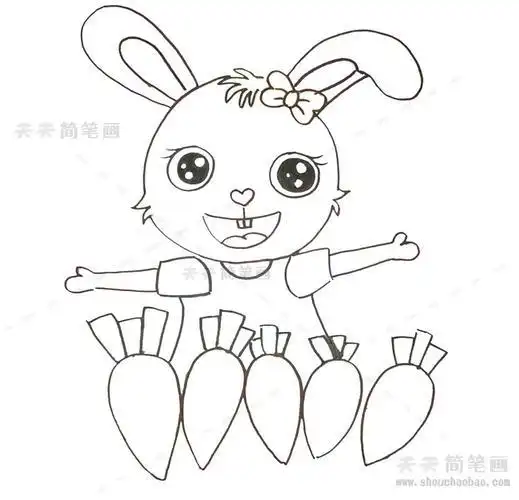 兔子萝卜简笔画带颜色