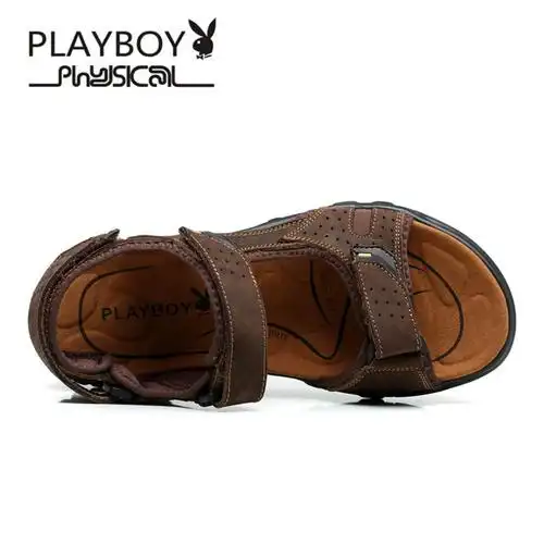 playboy/花花公子男鞋 凉鞋 男士沙滩鞋真皮夏季罗马风休闲拖鞋潮 al